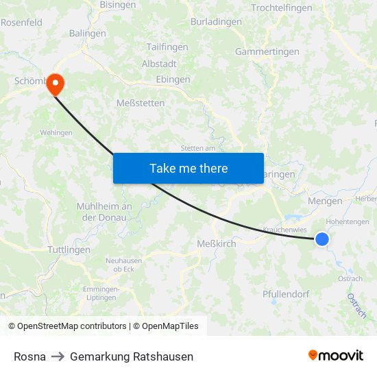 Rosna to Gemarkung Ratshausen map