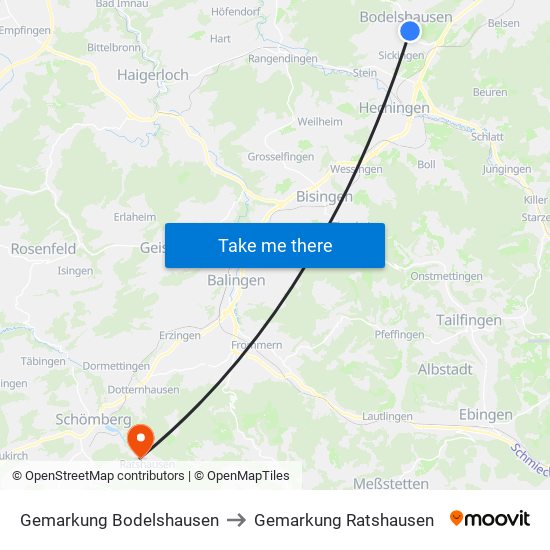 Gemarkung Bodelshausen to Gemarkung Ratshausen map