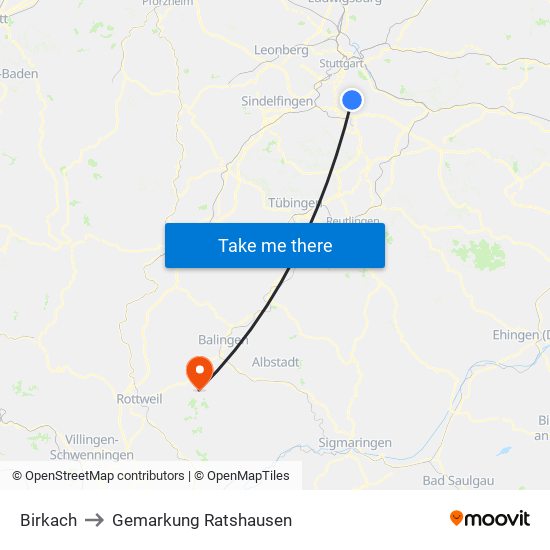 Birkach to Gemarkung Ratshausen map