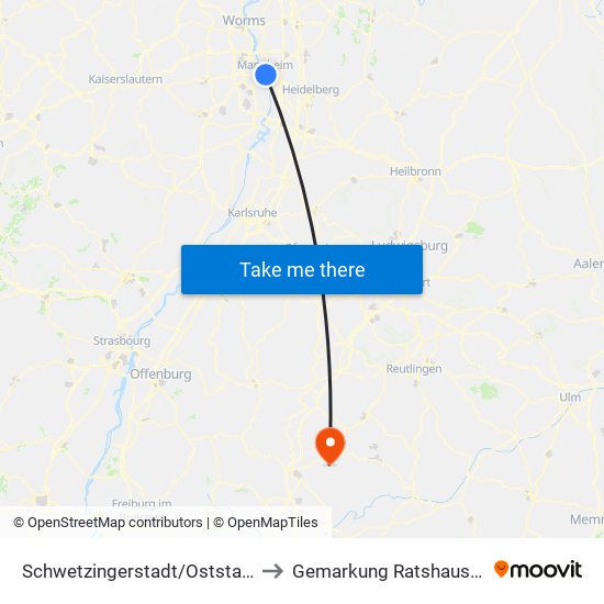 Schwetzingerstadt/Oststadt to Gemarkung Ratshausen map