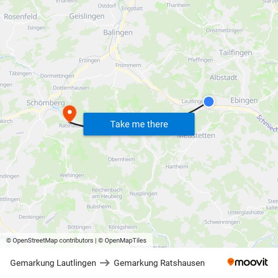 Gemarkung Lautlingen to Gemarkung Ratshausen map