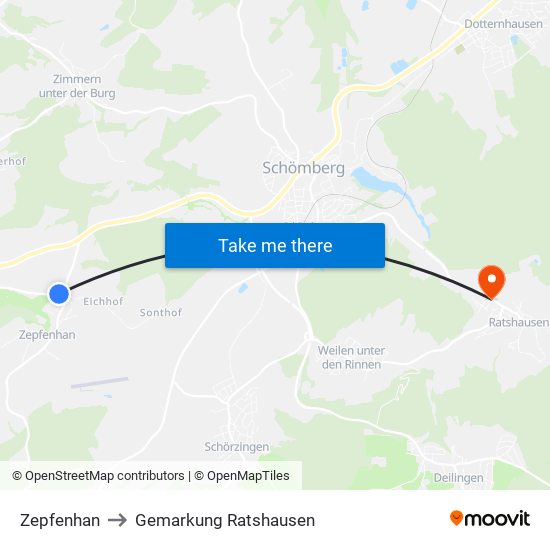 Zepfenhan to Gemarkung Ratshausen map