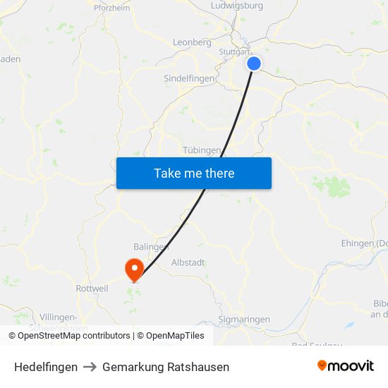 Hedelfingen to Gemarkung Ratshausen map