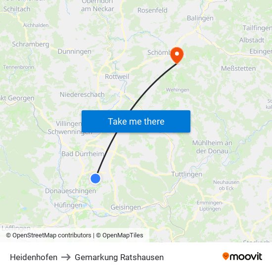 Heidenhofen to Gemarkung Ratshausen map