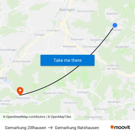 Gemarkung Zillhausen to Gemarkung Ratshausen map