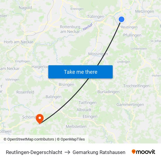 Reutlingen-Degerschlacht to Gemarkung Ratshausen map