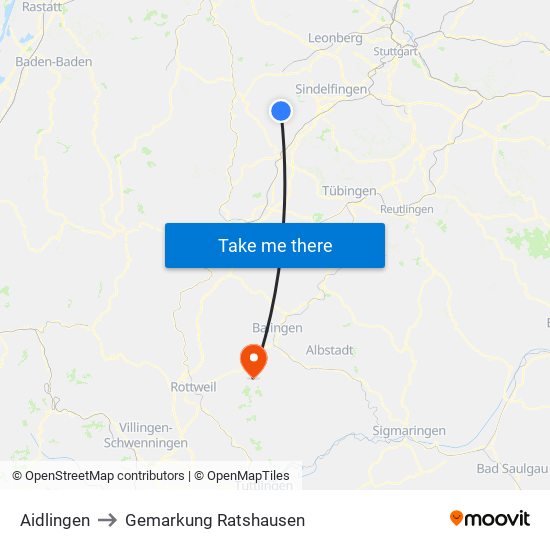 Aidlingen to Gemarkung Ratshausen map