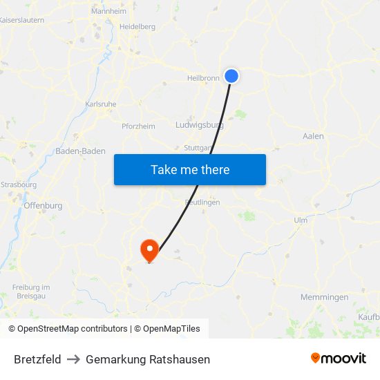 Bretzfeld to Gemarkung Ratshausen map