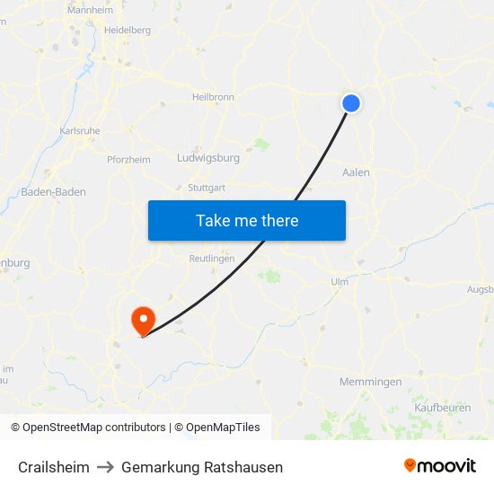 Crailsheim to Gemarkung Ratshausen map