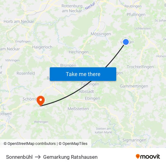 Sonnenbühl to Gemarkung Ratshausen map