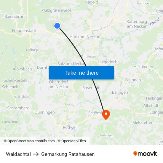 Waldachtal to Gemarkung Ratshausen map