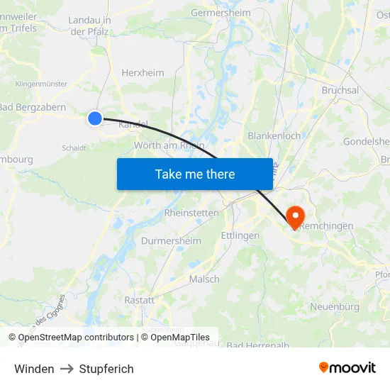 Winden to Stupferich map