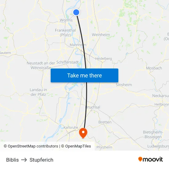 Biblis to Stupferich map