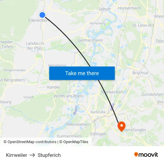 Kirrweiler to Stupferich map