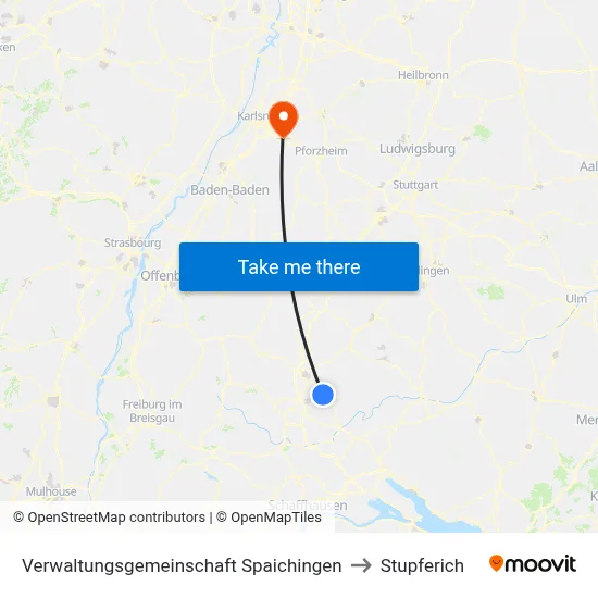 Verwaltungsgemeinschaft Spaichingen to Stupferich map