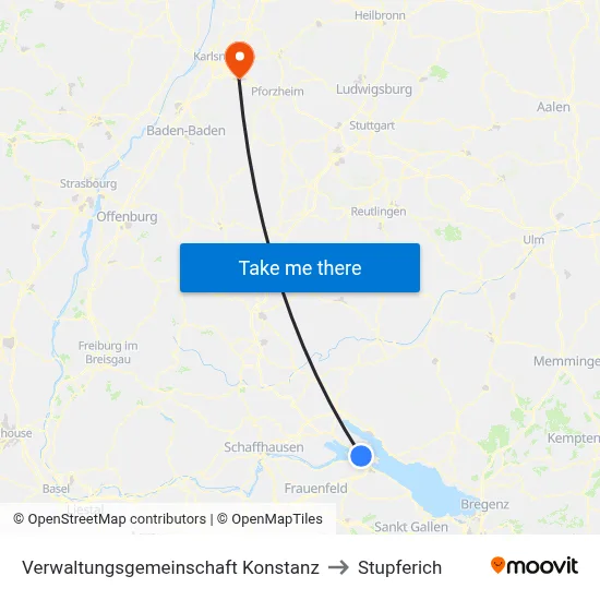 Verwaltungsgemeinschaft Konstanz to Stupferich map