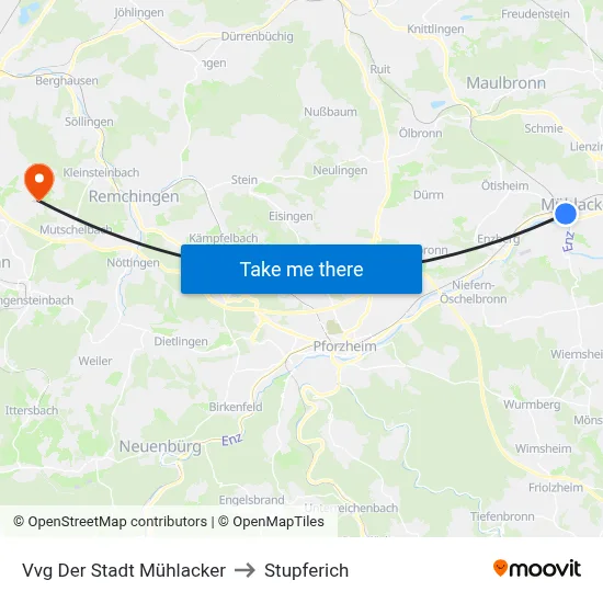 Vvg Der Stadt Mühlacker to Stupferich map