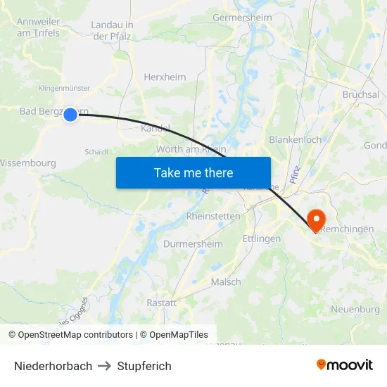 Niederhorbach to Stupferich map