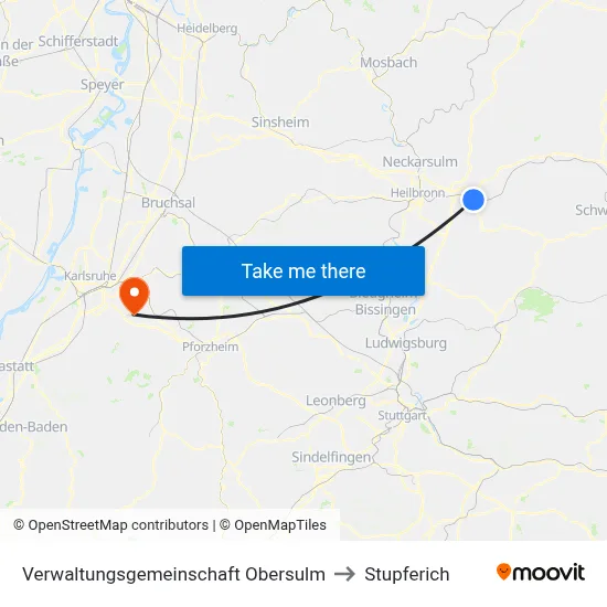 Verwaltungsgemeinschaft Obersulm to Stupferich map