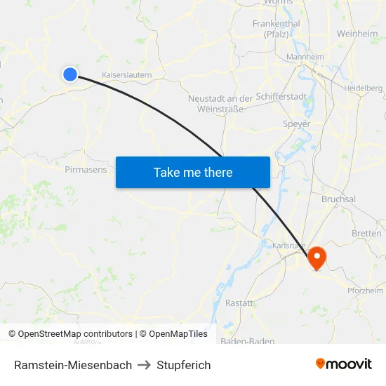 Ramstein-Miesenbach to Stupferich map