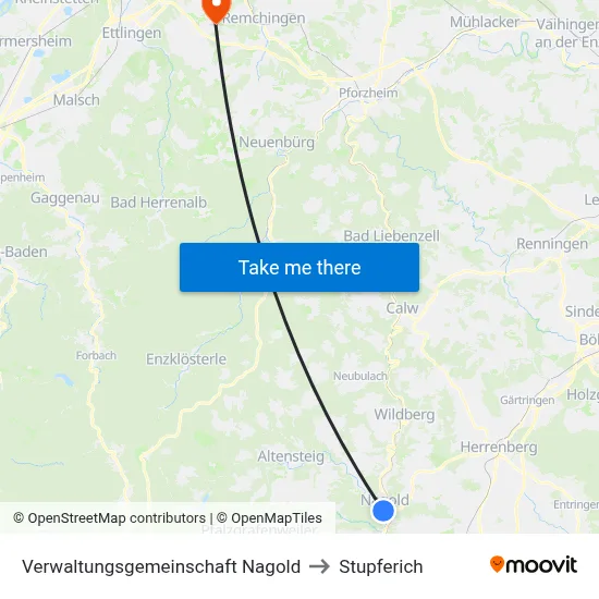Verwaltungsgemeinschaft Nagold to Stupferich map