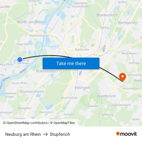 Neuburg am Rhein to Stupferich map