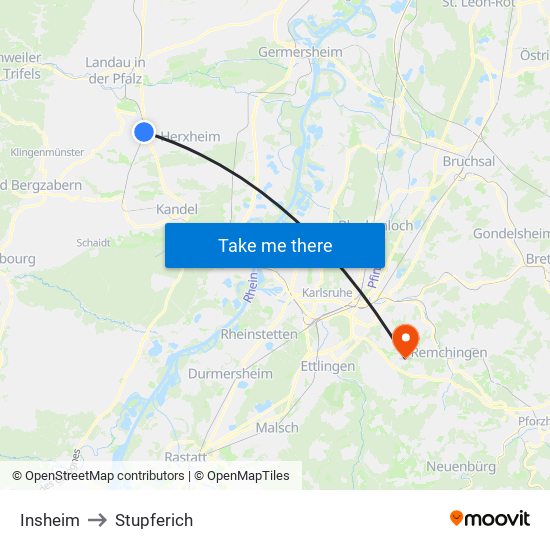 Insheim to Stupferich map