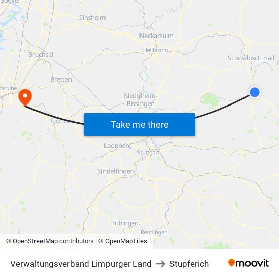 Verwaltungsverband Limpurger Land to Stupferich map