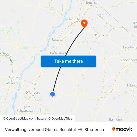 Verwaltungsverband Oberes Renchtal to Stupferich map