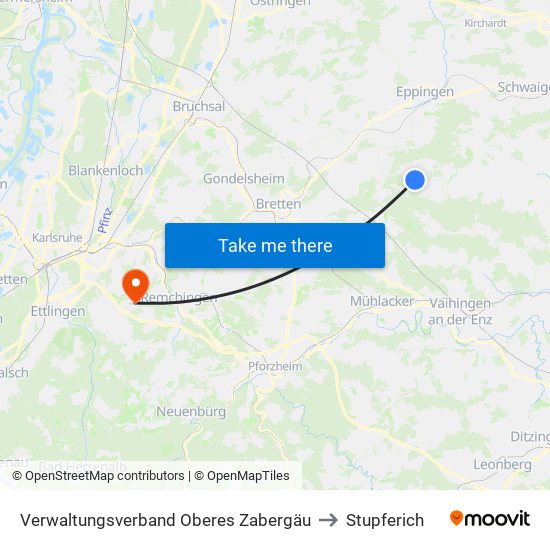 Verwaltungsverband Oberes Zabergäu to Stupferich map