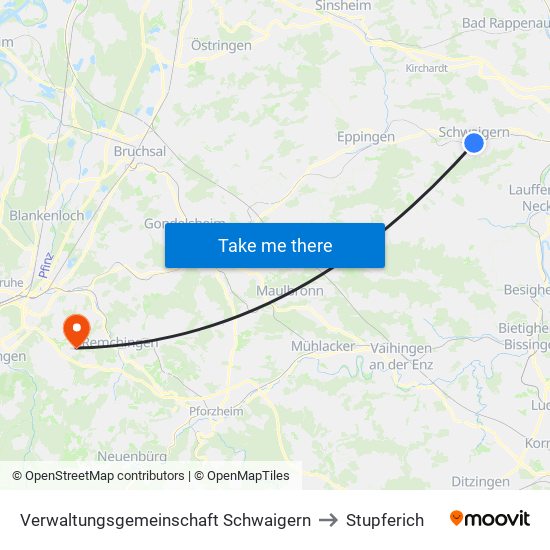 Verwaltungsgemeinschaft Schwaigern to Stupferich map