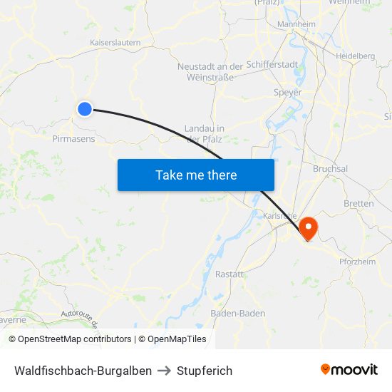 Waldfischbach-Burgalben to Stupferich map