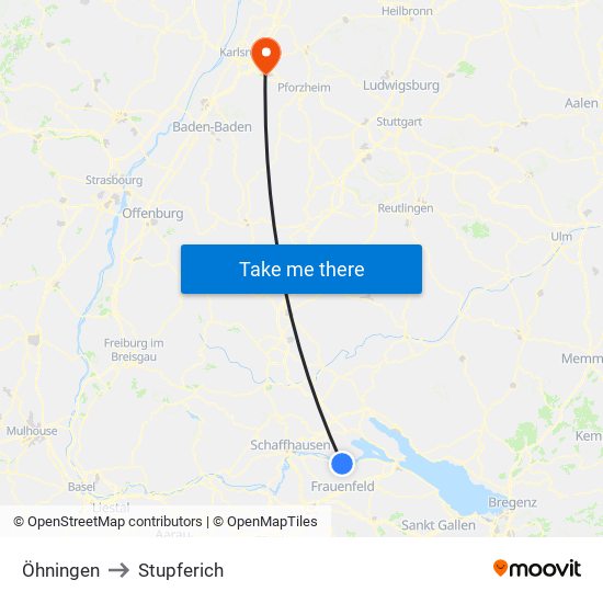 Öhningen to Stupferich map