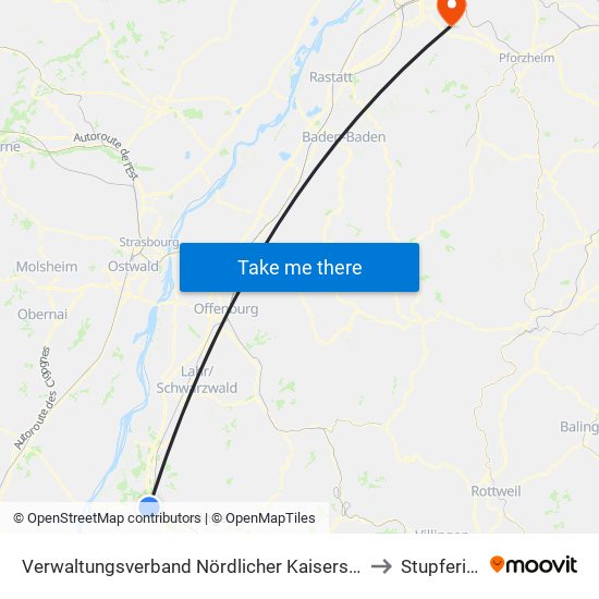 Verwaltungsverband Nördlicher Kaiserstuhl to Stupferich map