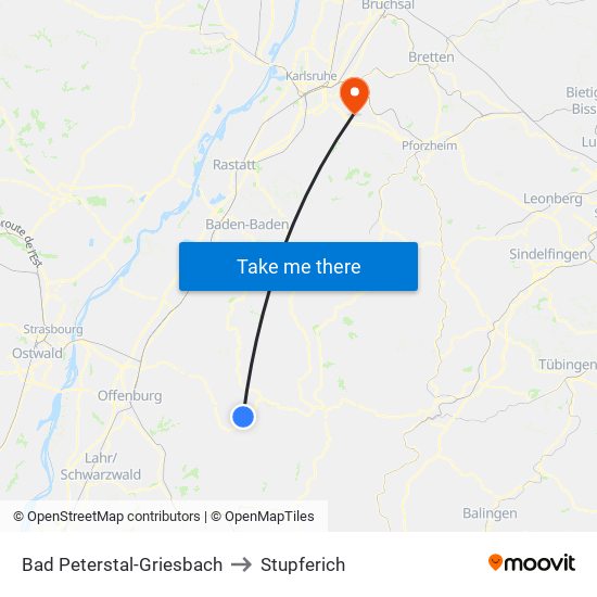 Bad Peterstal-Griesbach to Stupferich map