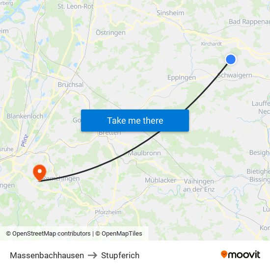 Massenbachhausen to Stupferich map