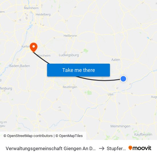 Verwaltungsgemeinschaft Giengen An Der Brenz to Stupferich map