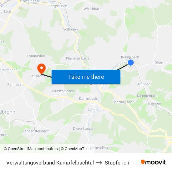 Verwaltungsverband Kämpfelbachtal to Stupferich map