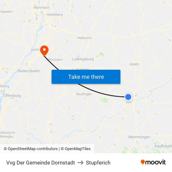 Vvg Der Gemeinde Dornstadt to Stupferich map