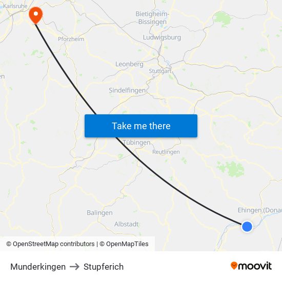 Munderkingen to Stupferich map