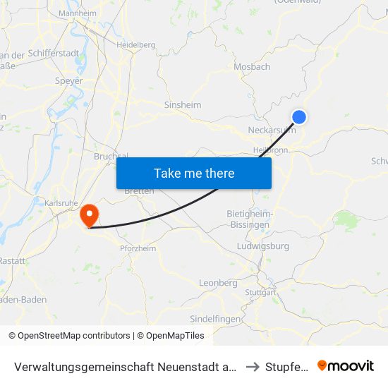 Verwaltungsgemeinschaft Neuenstadt am Kocher to Stupferich map