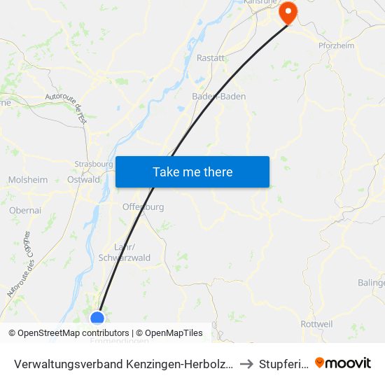 Verwaltungsverband Kenzingen-Herbolzheim to Stupferich map