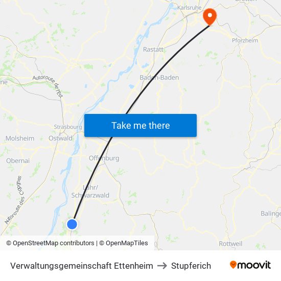 Verwaltungsgemeinschaft Ettenheim to Stupferich map