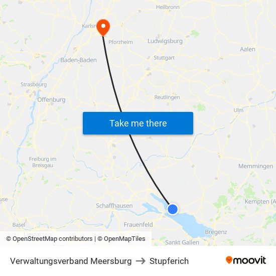 Verwaltungsverband Meersburg to Stupferich map