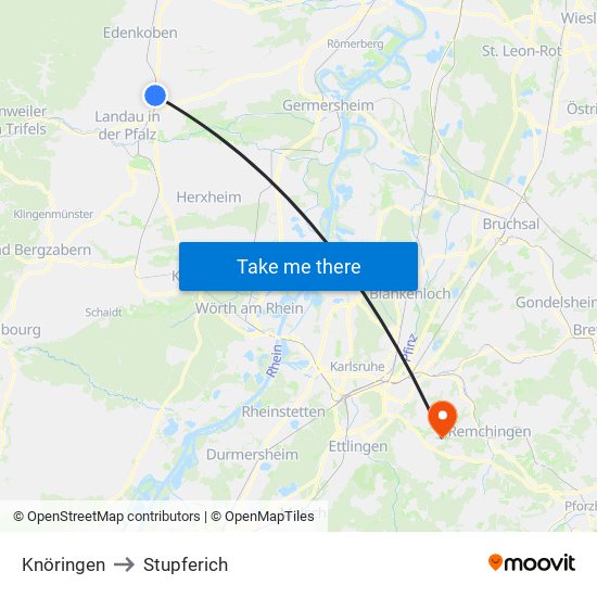 Knöringen to Stupferich map