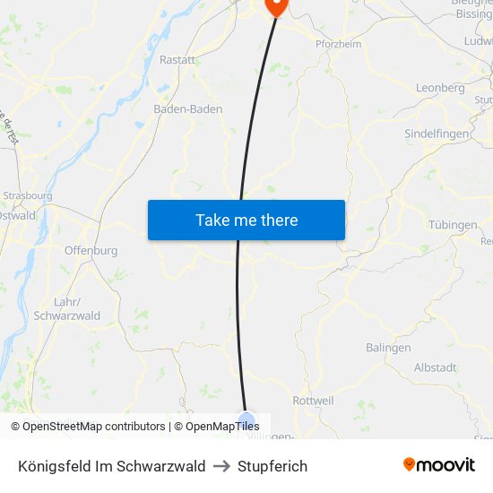 Königsfeld Im Schwarzwald to Stupferich map