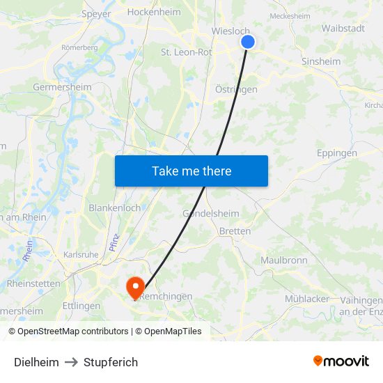 Dielheim to Stupferich map