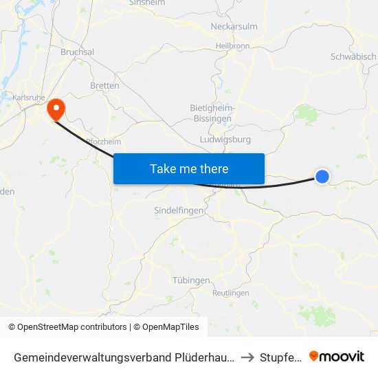 Gemeindeverwaltungsverband Plüderhausen-Urbach to Stupferich map