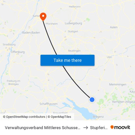 Verwaltungsverband Mittleres Schussental to Stupferich map