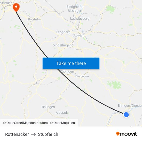 Rottenacker to Stupferich map